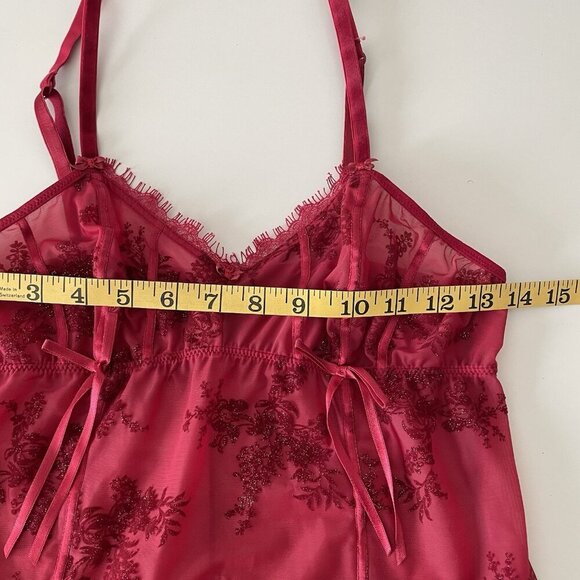 Felina Lingerie Womens Chemise Size S Red Lace and Embroidery Adjustable Straps - Picture 6 of 8